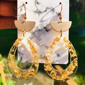 Gold Flakes Chandelier earrings